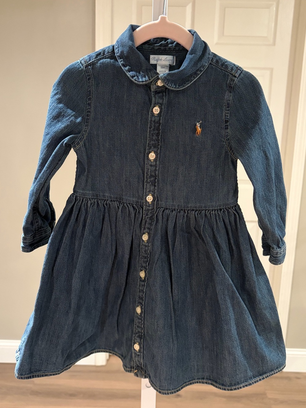 Ralph Lauren Toddler Dark Blue Denim Button-Front Dress